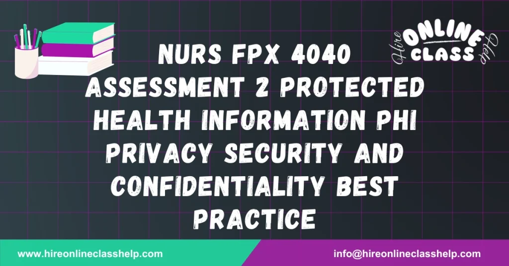 NURS FPX 4040 Assessment 2 Protected Health Information Phi Privacy Security and Confidentiality Best Practice