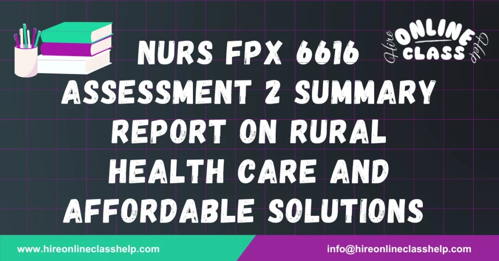 NURS FPX 6616 Assessment 2 Summary Report on Rural Health Care And Affordable Solutions