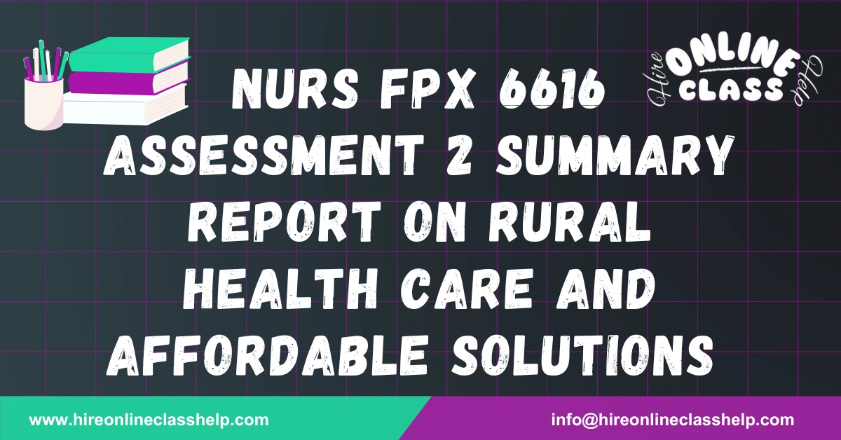 NURS FPX 6616 Assessment 2 Summary Report on Rural Health Care And Affordable Solutions