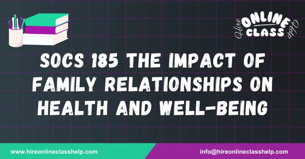 SOCS 185 the Impact of Family Relationships on Health and Well-being