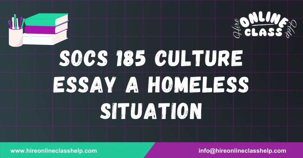 SOCS 185 Culture Essay a Homeless Situation