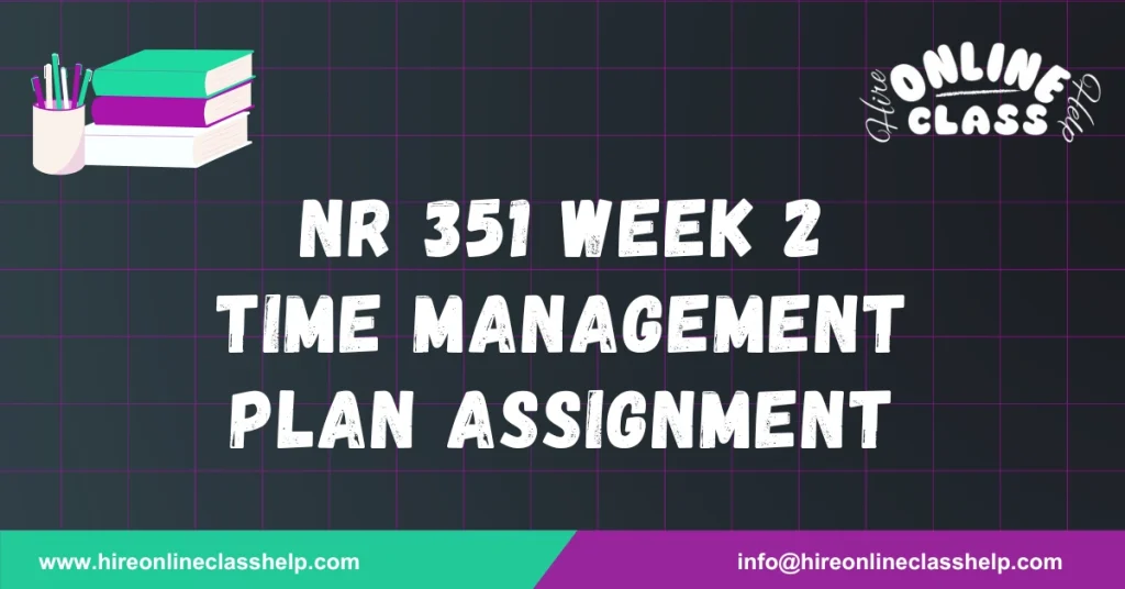 NR 351 Week 2 Time Management Plan Assignment