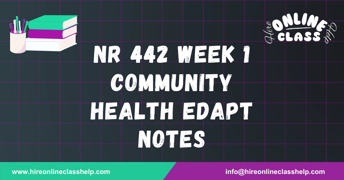 NR 442 Week 1 Community Health Edapt Notes