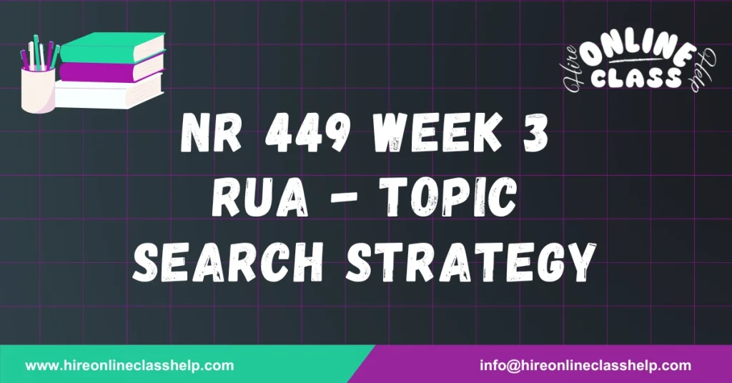 NR 449 Week 3 RUA - Topic Search Strategy