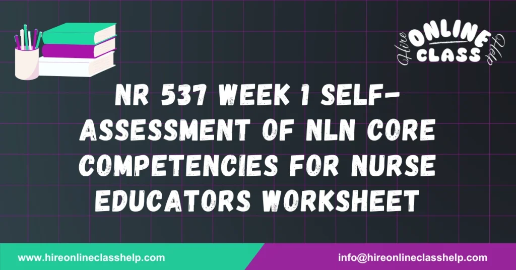 NR 537 Week 1 Self-Assessment of NLN Core Competencies for Nurse Educators Worksheet