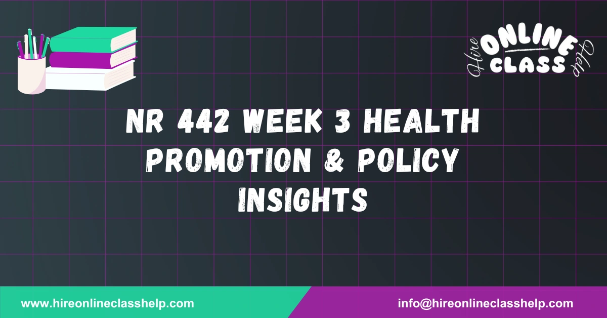 NR 442 Week 3 Health Promotion & Policy Insights