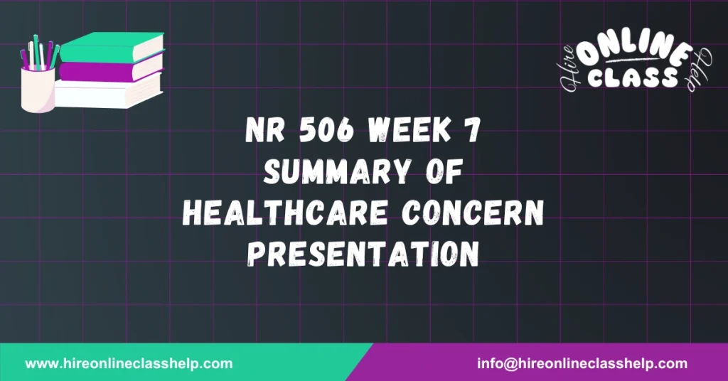 NR 506 Week 7 Summary of Healthcare Concern Presentation