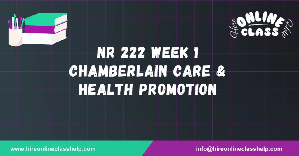 NR 222 Week 1 Chamberlain Care & Health Promotion