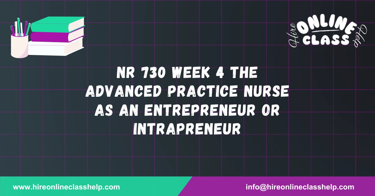NR 730 Week 4 The Advanced Practice Nurse as an Entrepreneur or Intrapreneur
