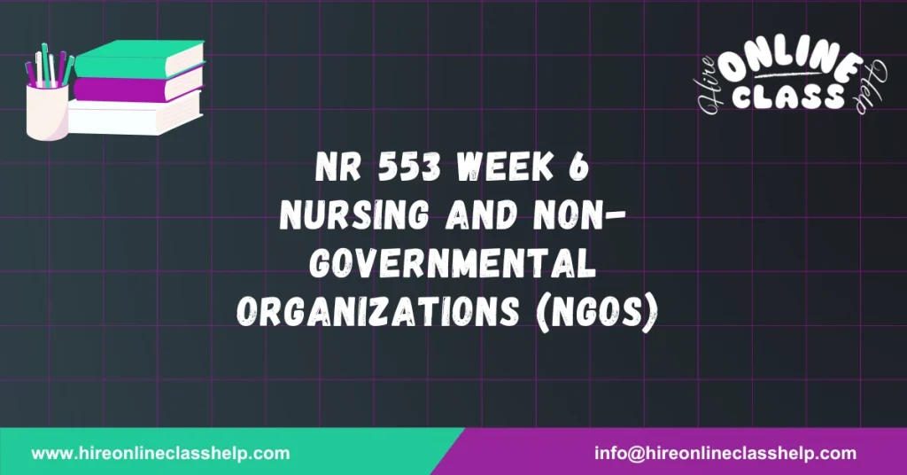 NR 553 Week 6 Nursing and Non-Governmental Organizations (NGOs)