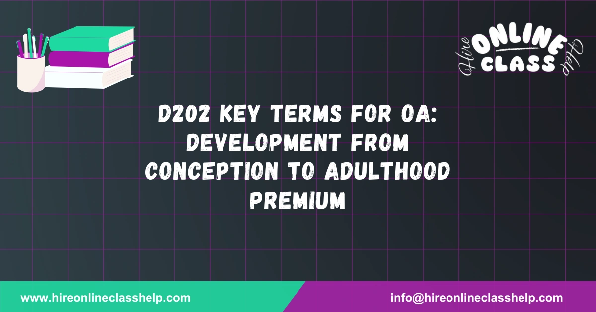 D202 Key Terms for OA: Development from Conception to Adulthood Premium