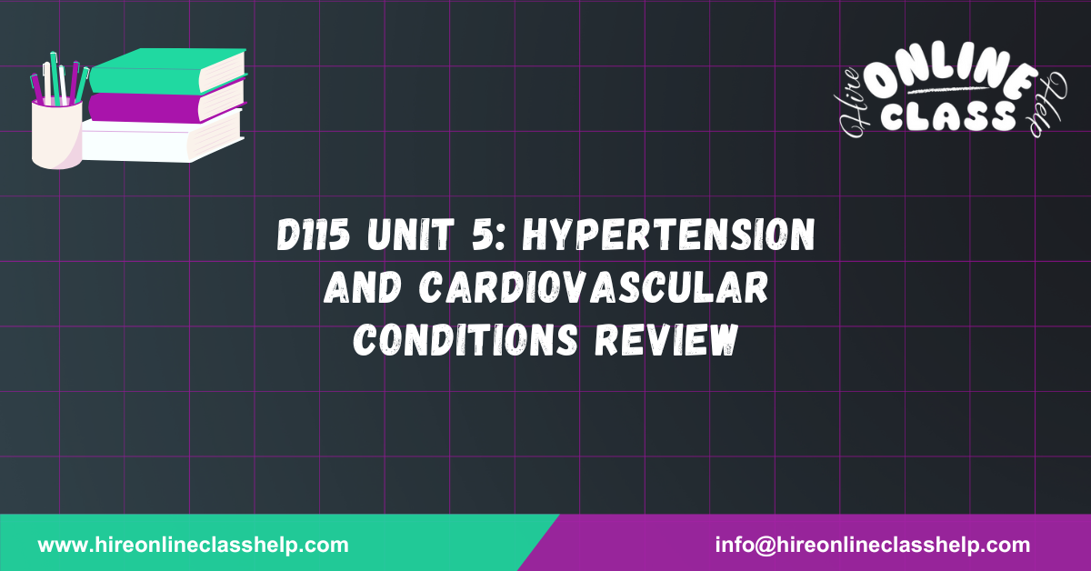D115 Unit 5: Hypertension and Cardiovascular Conditions Review