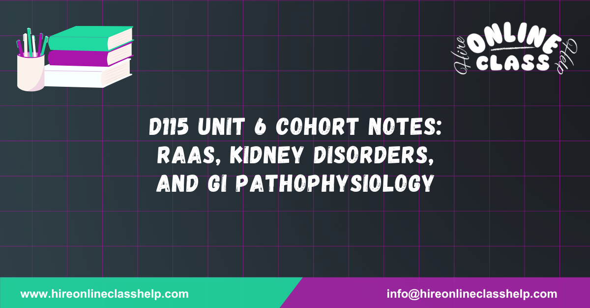 D115 Unit 6 Cohort Notes: RAAS, Kidney Disorders, and GI Pathophysiology