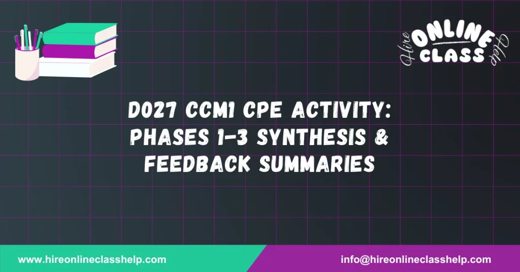 D027 CCM1 CPE Activity: Phases 1-3 Synthesis & Feedback Summaries