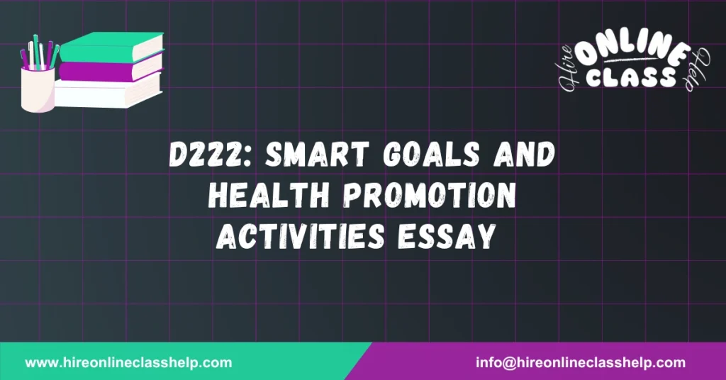 D222: SMART Goals and Health Promotion Activities Essay