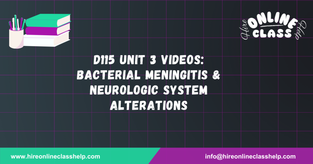D115 Unit 3 Videos: Bacterial Meningitis & Neurologic System Alterations