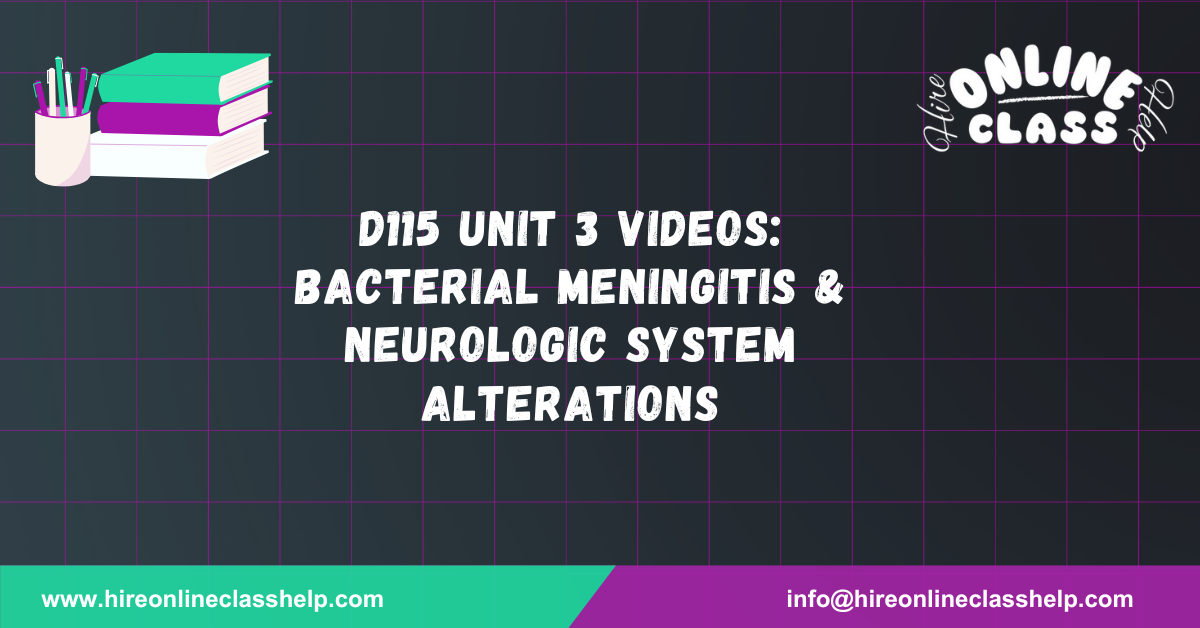 D115 Unit 3 Videos: Bacterial Meningitis & Neurologic System Alterations
