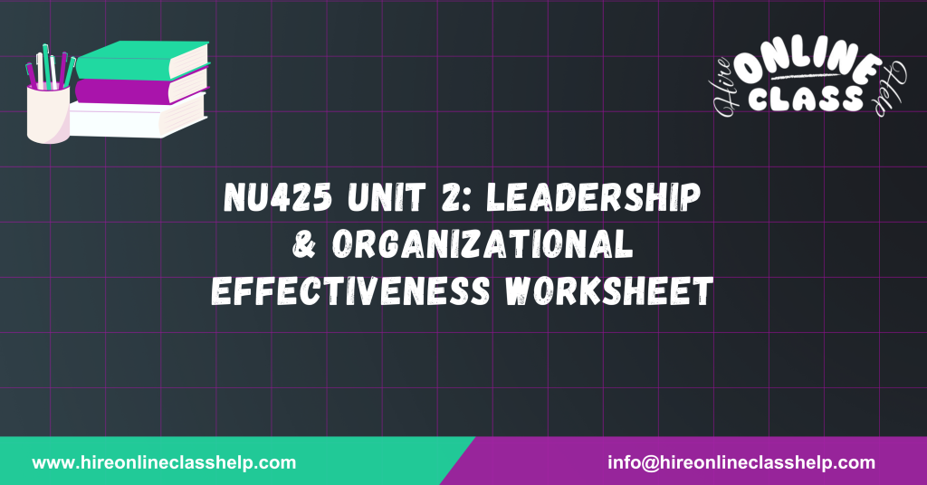 NU425 Unit 2: Leadership & Organizational Effectiveness Worksheet