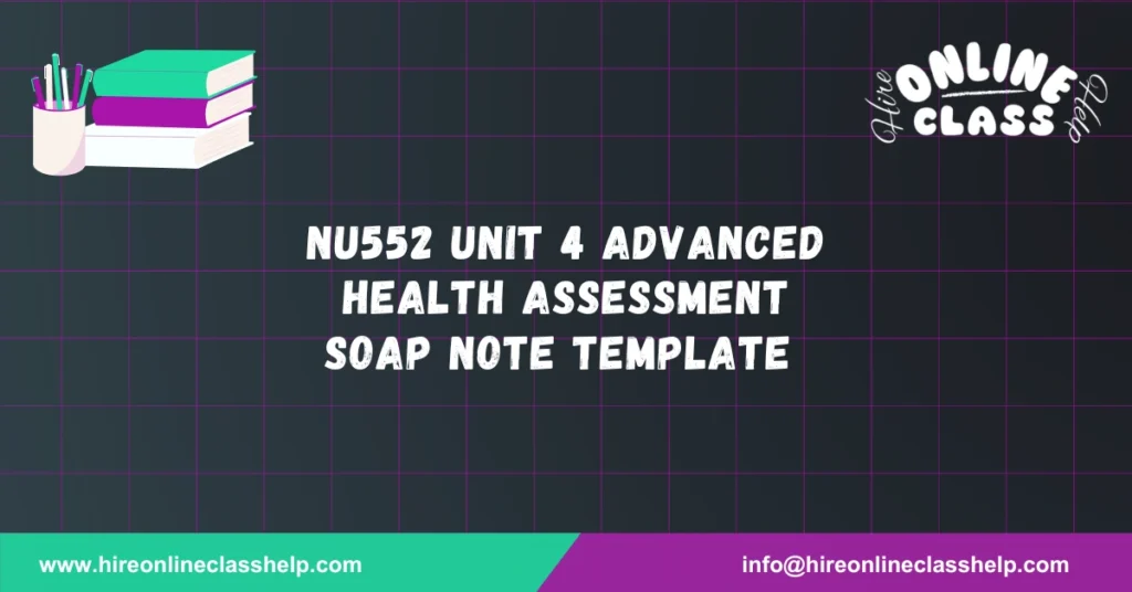 NU552 Unit 4 Advanced Health Assessment SOAP Note Template