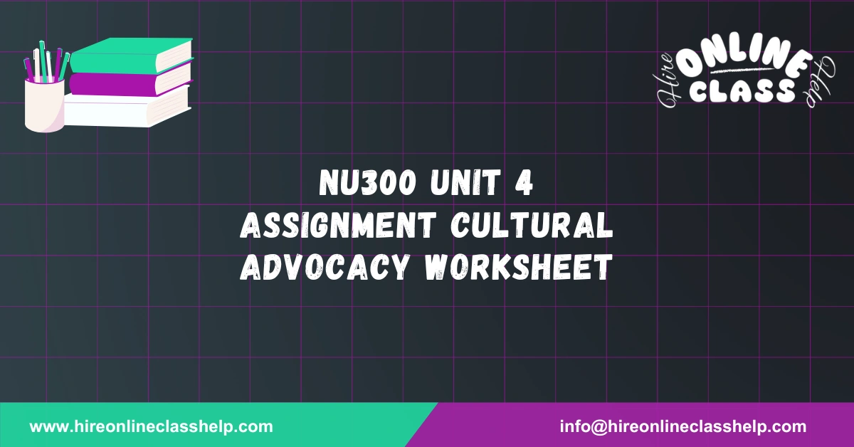 NU300 Unit 4 Assignment Cultural Advocacy Worksheet