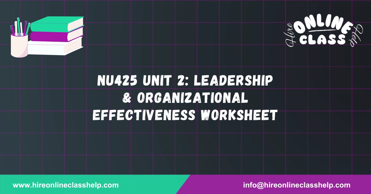 NU425 Unit 2: Leadership & Organizational Effectiveness Worksheet