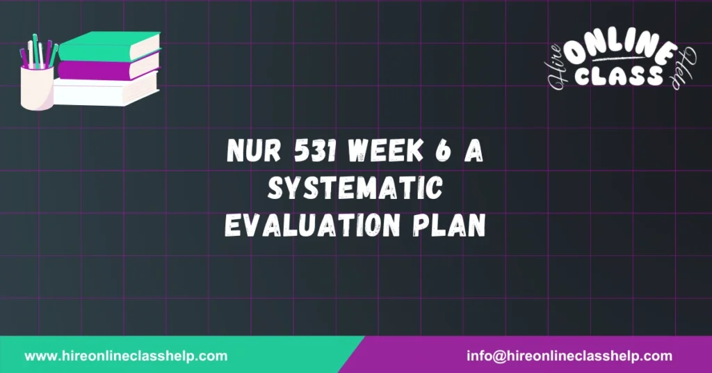 NUR 531 Week 6 A Systematic Evaluation Plan