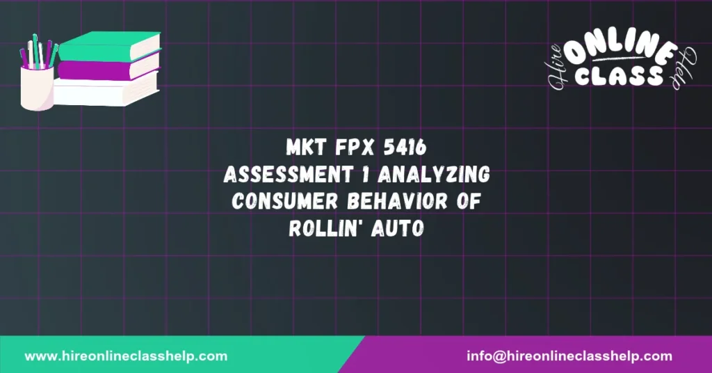 MKT FPX 5416 Assessment 1 Analyzing Consumer Behavior of Rollin' Auto